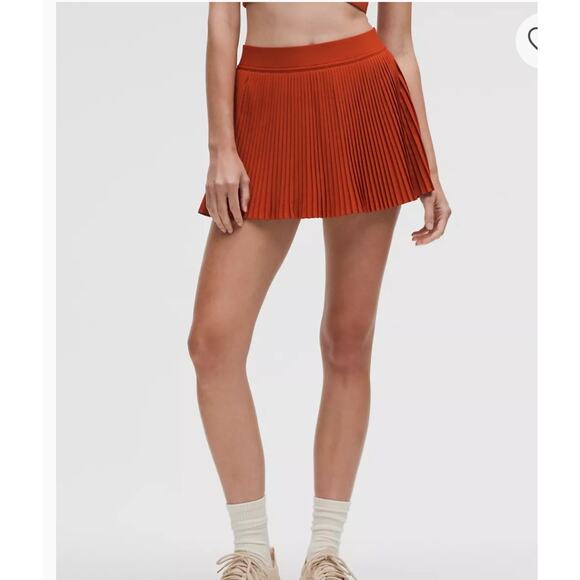 lululemon athletica Pants - Lululemon Varsity High-Rise Pleated Tennis Skirt Orange ATRU Sz 2 $88